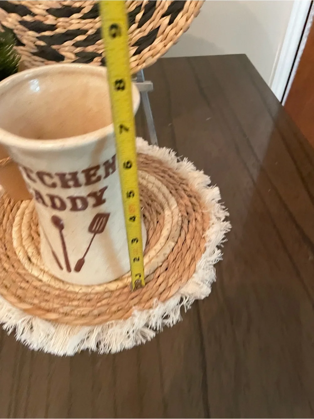 Vintage Cream Ceramic Kitchen Caddy with Brown Lettering